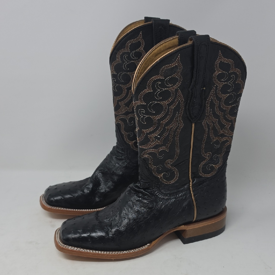 Shyanne Women's Kacie Exotic Ostrich Western Boots - Broad Square Toe Size 8